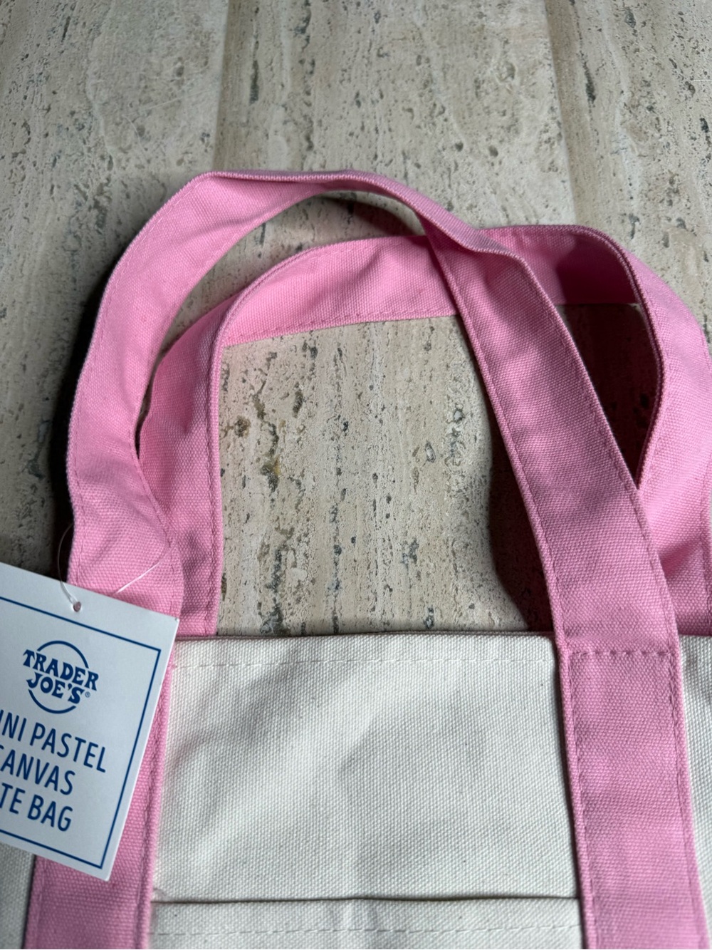 Trader Joe's Pastel Pink Mini Canvas Tote - Picture 4 of 8